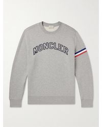 Moncler - Logo-Print Striped Cotton-Jersey Sweatshirt - Lyst