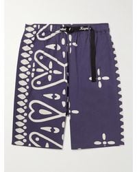 Kapital Straight-leg Printed Combed Cotton-twill Shorts - Purple