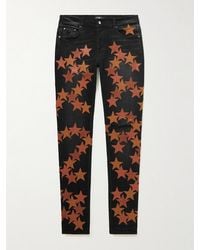 Amiri - Chemist Skinny-Fit Leather-Appliquéd Distressed Jeans - Lyst