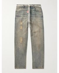RRR123 - Fathers Way Slim-Fit Straight-Leg Belted Distressed Printed Jeans - Lyst