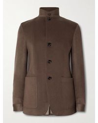 ZEGNA - Ii Conte Leather-trimmed Oasi Cashmere-felt Jacket - Lyst