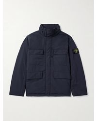 Stone Island - Feldjacke aus wattiertem "Micro Twill"-Material mit Logodetail und Kapuze - Lyst