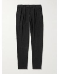 MR P. - Steve Tapered Pleated Organic Cotton And Linen-Blend Trousers - Lyst