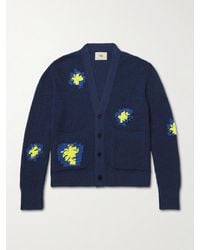 Folk - Embroidered Waffle-Knit Cardigan - Lyst