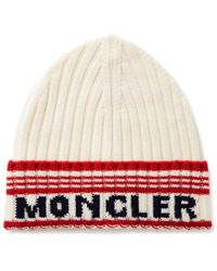 Moncler - Logo-intarsia Ribbed Virgin Wool Beanie - Lyst