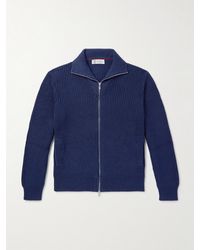 Brunello Cucinelli - Cardigan aus Baumwolle in Rippstrick mit Reißverschluss - Lyst