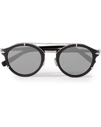 Dior - Blacksuit R7u Acetate And Silver-tone Round-frame Sunglasses - Lyst