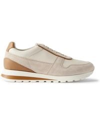 Brunello Cucinelli - Olimpo Full-Grain Leather And Suede Sneakers - Lyst