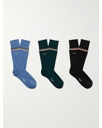 Paul Smith - Three-Pack Striped Cotton-Blend Socks - Lyst