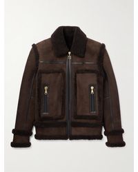 Balmain - Leather-trimmed Shearling Jacket - Lyst