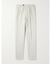 Brunello Cucinelli - Straight-leg Pleated Cotton Trousers - Lyst