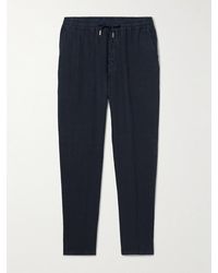Altea - Aaron Straight-Leg Linen Drawstring Trousers - Lyst
