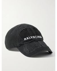 Balenciaga - Black Distressed Baseball Cap - Lyst