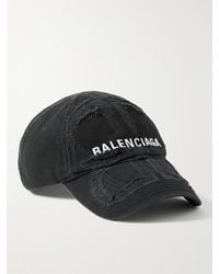 Balenciaga - Black Distressed Baseball Cap - Lyst