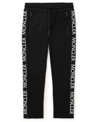 Moncler - Webbing-trimmed Cotton-jersey Tapered Sweatpants - Lyst