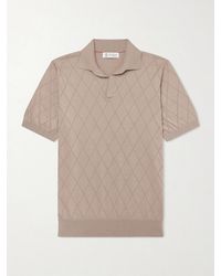 Brunello Cucinelli - Open-Collar Knitted Cotton Polo Shirt - Lyst