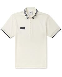adidas Originals - Striped Logo-appliquéd Jersey Polo Shirt - Lyst