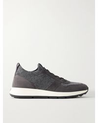 Tod's - Suede-Trimmed Wool-Knit Sneakers - Lyst