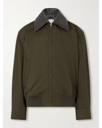 Bottega Veneta - Intrecciato Leather-Trimmed Cotton-Twill Blouson Jacket - Lyst