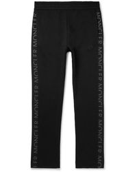 Moncler - Slim-fit Logo-print Shell-trimmed Cotton-jersey Sweatpants - Lyst