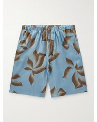 Dries Van Noten - Straight-Leg Printed Silk-Twill Drawstring Shorts - Lyst