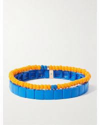 Roxanne Assoulin Colour Therapy Set Of Two Gold-tone And Enamel Beaded Bracelets - Blue