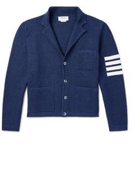 Thom Browne - Slim-Fit Striped Linen-Blend Cardigan - Lyst