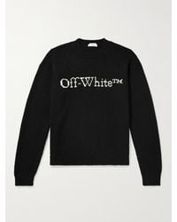 Off-White c/o Virgil Abloh - Big Bookish Logo-jacquard Wool-blend Sweater - Lyst