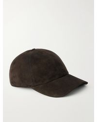 ZEGNA - Secondskin Logo-Embellished Leather-Trimmed Suede Baseball Cap - Lyst