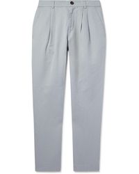MR P. - Steve Straight-leg Pleated Organic Cotton And Linen-blend Twill Trousers - Lyst