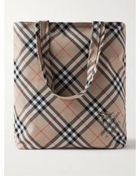 Burberry - Logo-Appliquéd Checked Twill Tote Bag - Lyst