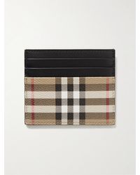 Burberry - Leather-trimmed Checked Coated-canvas Cardholder - Lyst