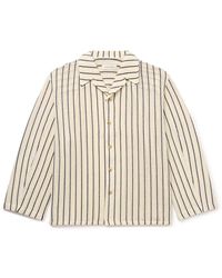 LE17SEPTEMBRE - Camp-collar Striped Crocheted Cotton Shirt - Lyst
