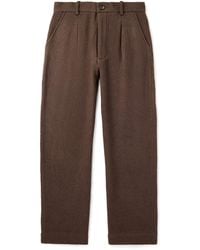 Kartik Research - Straight-Leg Pleated Brushed-Wool Trousers - Lyst