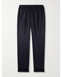 Thom Sweeney - Straight-leg Pleated Wool-blend Jersey Trousers - Lyst