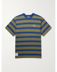 WTAPS - T-shirt in jersey di cotone a righe con logo ricamato - Lyst