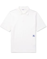 Burberry - Logo-embroidered Cotton-piqué Polo Shirt - Lyst