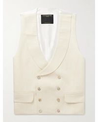 Favourbrook - Randwick Slim-Fit Double-Breasted Herringbone Linen And Silk-Blend And Satin Waistcoat - Lyst