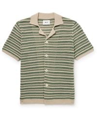 NN07 - Henry 6636 Camp-collar Striped Crocheted Organic Cotton Shirt - Lyst