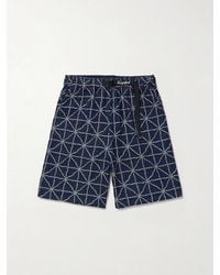 Kapital - Dojo Easy Wide-Leg Belted Embroidered Denim Shorts - Lyst