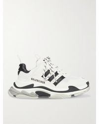 Balenciaga - Adidas Triple S Leather And Mesh Sneakers - Lyst