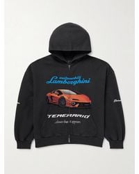 Balenciaga - Lamborghini Printed Cotton-Jersey Zip-Up Hoodie - Lyst