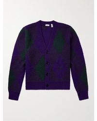 Burberry - Jacquard-knit Argyle Brushed-wool Cardigan - Lyst
