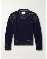 Maison Margiela - Acid-Effect Bouclé-Jacquard Cotton-Blend Sweater - Lyst