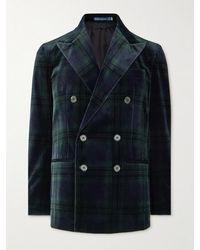 Polo Ralph Lauren - Double-Breasted Checked Cotton-Velvet Blazer - Lyst
