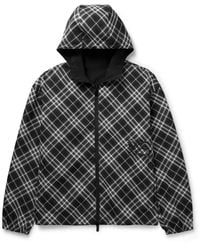 Burberry - Reversible Logo-Embroidered Checked Twill And Shell Hooded Jacket - Lyst