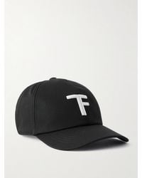 Tom Ford - Logo-Embroidered Leather-Trimmed Cotton-Twill Baseball Cap - Lyst