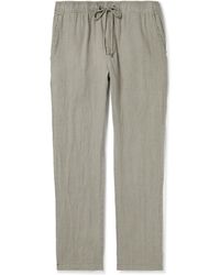 James Perse - Straight-leg Garment-dyed Linen-canvas Drawstring Trousers - Lyst