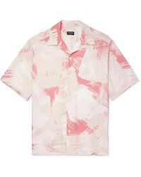 Zegna - Convertible-collar Printed Linen And Cotton-blend Shirt - Lyst