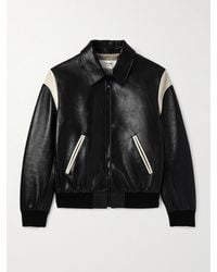Celine - Teddy Slim-Fit Colour-Block Leather Varsity Jacket - Lyst